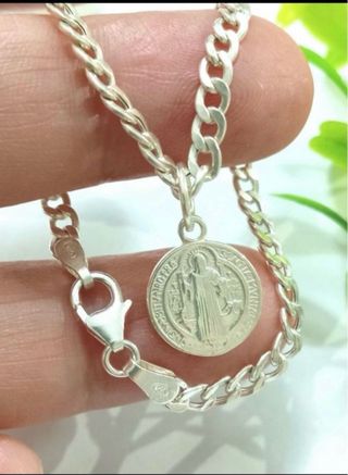 Pulsera Medalla San Benito Plata De Ley 925