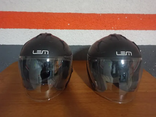 Casco Moto LEM Negro con Visera Transparente