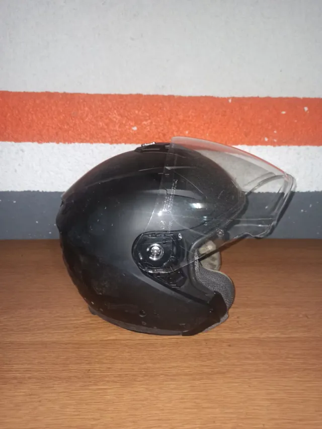 Casco Moto LEM Negro con Visera Transparente
