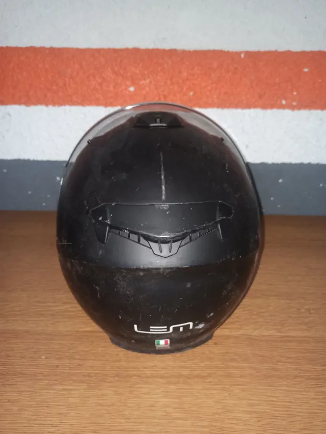 Casco Moto LEM Negro con Visera Transparente