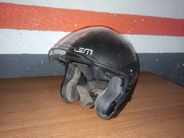 Casco Moto LEM Negro con Visera Transparente