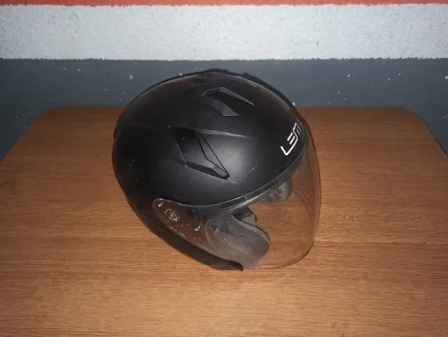 Casco Moto LEM Negro con Visera Transparente