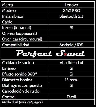 Auriculares inalámbricos Lenovo GM2 PRO (blanco)