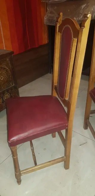 Juego 3 Sillas Madera y Piel + 1 Regalo