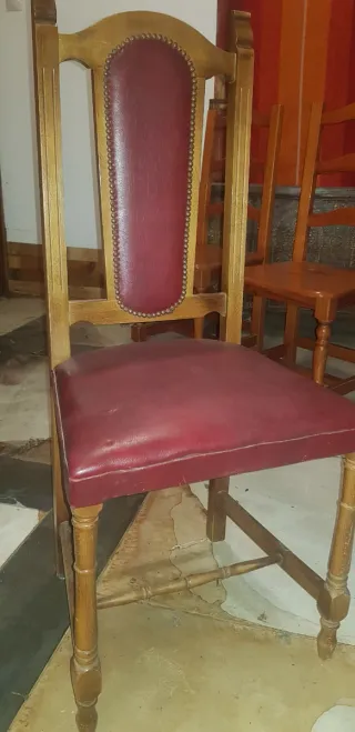 Juego 3 Sillas Madera y Piel + 1 Regalo