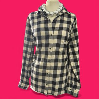 Camicia Zara donna quadri bianco nero
