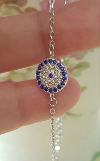 Pulsera Ojo Turco Plata y Circonitas