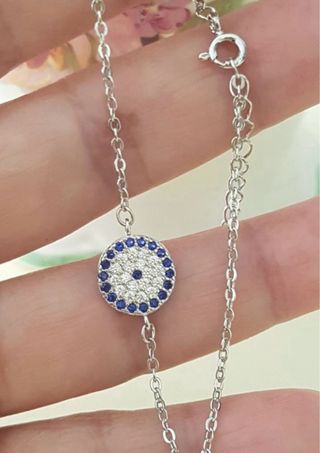 Pulsera Ojo Turco Plata y Circonitas