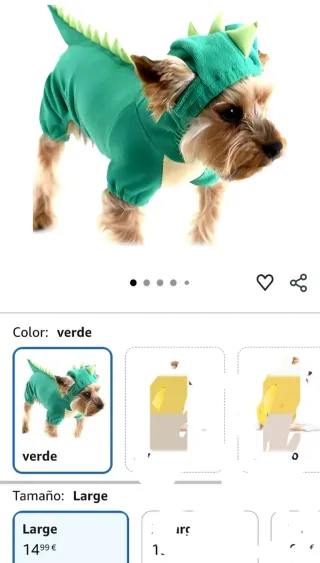 Disfraz Perro Dinosaurio Verde Talla M