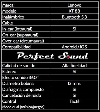 Auriculares inalámbricos Lenovo XT 88