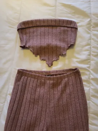 Conjunto top y pantalón rosa T-XS