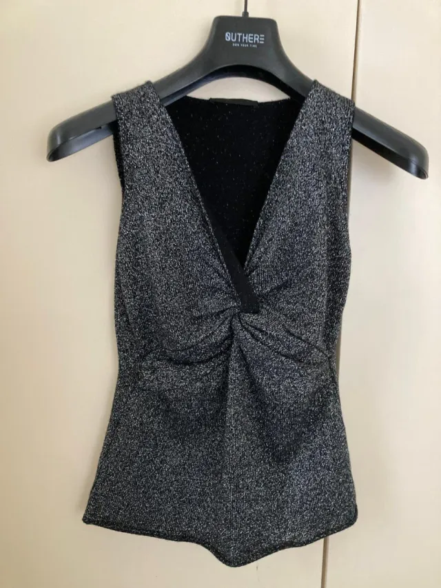 Golf nero lana e lame 100% cashmere