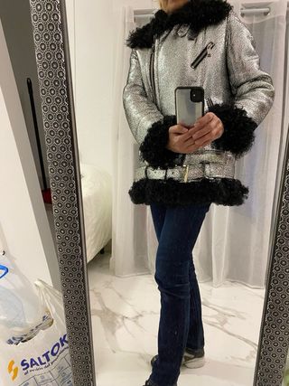 Chaqueta Michael Kors plateada talla M