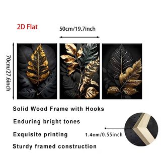 3 QUADRI Stampe Tele CANVAS Poster Moderni Foglie