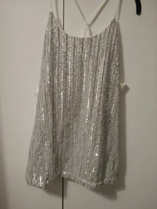 Top lentejuelas plateado