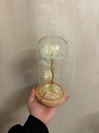 Lampada Rosa Decorativa Vetro Legno