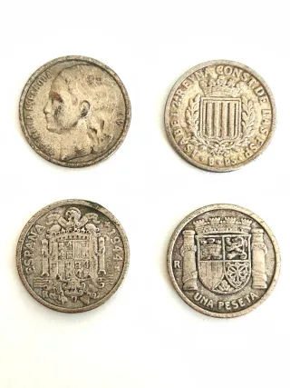 Lote 4 monedas 1 peseta. Colección La Vanguardia.