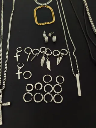 Lote Joyería Acero: Colgantes, Pulseras y Pendient