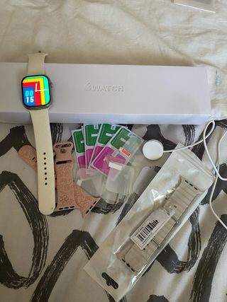 Watch Beige con Correas Rosas