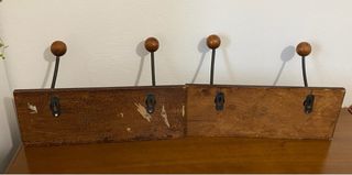 2 Appendiabiti Vintage Legno e Metallo