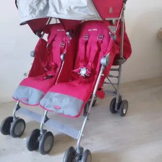 Carrinho Gêmeos Maclaren Twin Techno Rosa