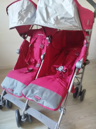 Carrinho Gêmeos Maclaren Twin Techno Rosa