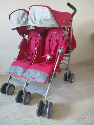Carrinho Gêmeos Maclaren Twin Techno Rosa