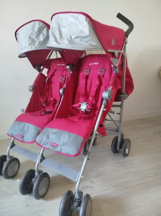 Carrinho Gêmeos Maclaren Twin Techno Rosa