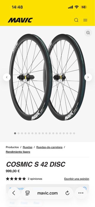 Ruedas Mavic Cosmic S42 Disc Carbono