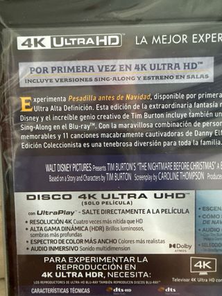 PESADILLA ANTES DE NAVIDAD BLURAY 4K UHD + BR NUEV