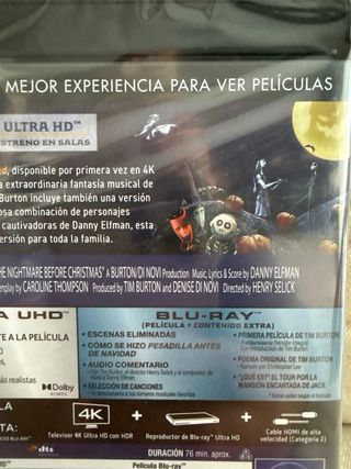 PESADILLA ANTES DE NAVIDAD BLURAY 4K UHD + BR NUEV