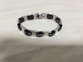 Pulsera de eslabones Acero Plateado y Negro