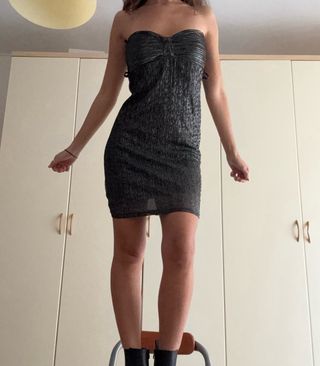 Tubino nero e argento elastico