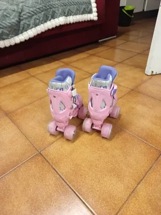Patines de 4 ruedas para niña rosa talla 28