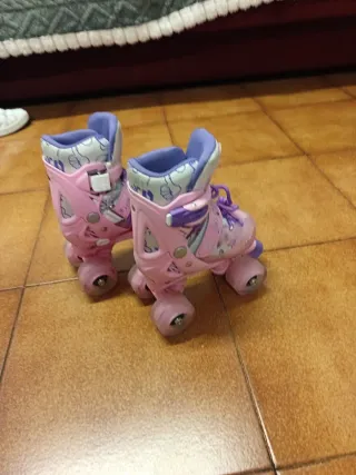 Patines de 4 ruedas para niña rosa talla 28