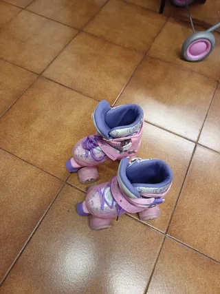 Patines de 4 ruedas para niña rosa talla 28