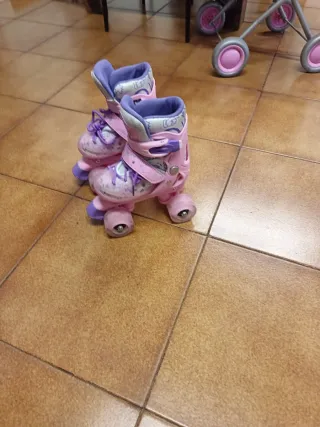 Patines de 4 ruedas para niña rosa talla 28