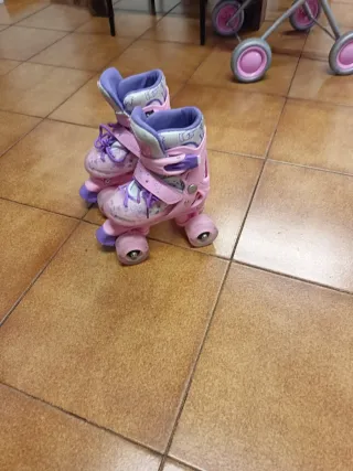 Patines de 4 ruedas para niña rosa talla 28