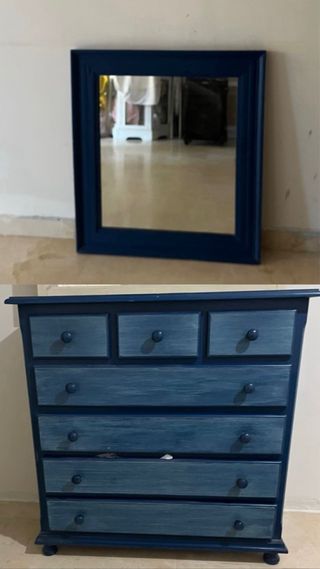 Cómoda y Espejo Azul