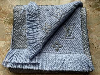 Sciarpa Louis Vuitton Lana Grigio Azzurro