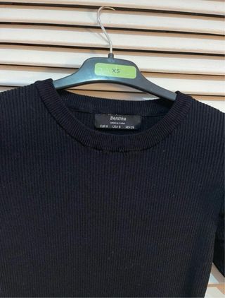 Vestido canalé largo negro Bershka talla S nuevo