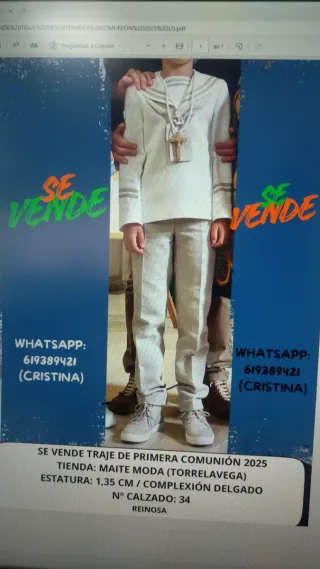 Traje de Comunión Maite Moda 2025.