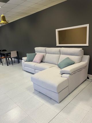 Sofá reclinable eléctrico nuevo beige/rosa