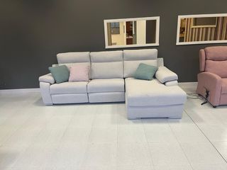 Sofá reclinable eléctrico nuevo beige/rosa