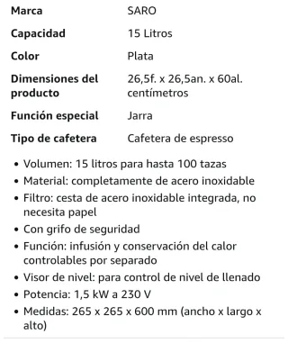 Cafetera Saromica 6015