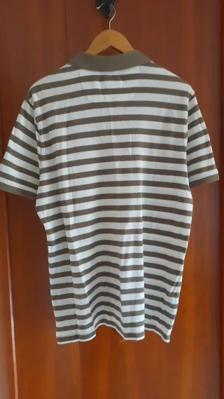 Polo Massimo Dutti Rayas Marrón/Blanco Talla M