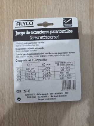 Juego Extractores Tornillos Alyco 5 Piezas