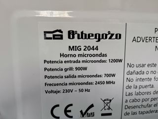 Microondas Orbegozo Negro