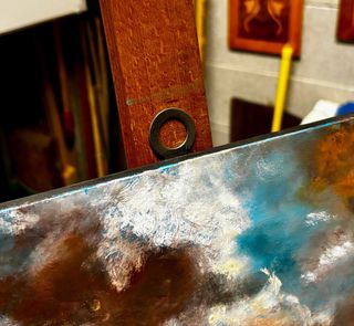 Dipinto ad olio paesaggio con nuvole