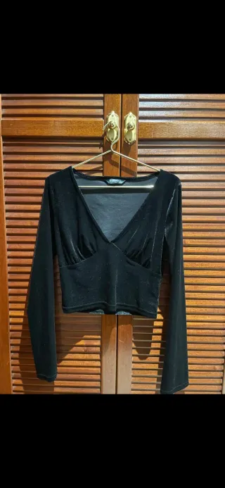 Top terciopelo manga larga